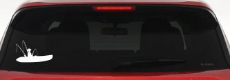 Girl Woman Kayak Fishing Car or Truck Window Decal Sticker (White)