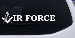 Masonic Freemason Square Compass Air Force Military Car or Truck Window Decal Sticker