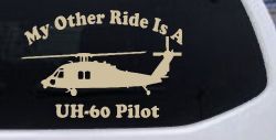 My Other Ride Is A  BlackHawk UH 60 Pilot Military Car or Truck Window Decal Sticker (Desert Sand)