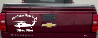 My Other Ride Is A  BlackHawk UH 60 Pilot Military Car or Truck Window Decal Sticker (White)