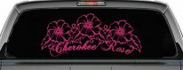 Cherokee Rose Flowers And Vines Car or Truck Window Decal Sticker (Hot Pink)