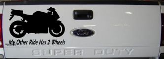 My Other Ride Has Two Wheels Sport Bike Motorcycle Car or Truck Window Decal Sticker (Black)