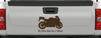 My Other Ride Has Two Wheels Sport Bike Motorcycle Car or Truck Window Decal Sticker (Brown)