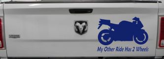My Other Ride Has Two Wheels Sport Bike Motorcycle Car or Truck Window Vinyl Decal Sticker (Navy)