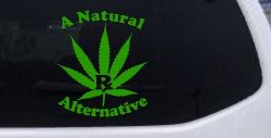 A Natural Alternative Medical Marijuana Cannabis Car or Truck Window Decal Sticker (Lime)
