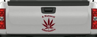 A Natural Alternative Medical Marijuana Cannabis Car or Truck Window Decal Sticker (Purple Red)