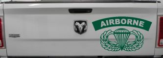 AIRBORNE Banner With Wings Military Car or Truck Window Decal Sticker (Dark Green)