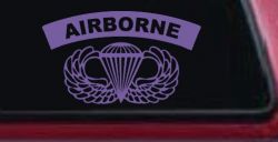 AIRBORNE Banner With Wings Military Car or Truck Window Vinyl Decal Sticker (Purple)