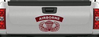 AIRBORNE Banner With Wings Military Car or Truck Window Decal Sticker (Purple Red)