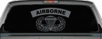 AIRBORNE Banner With Wings Military Car or Truck Window Decal Sticker (Silver)