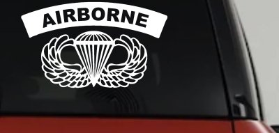 AIRBORNE Banner With Wings Military Car or Truck Window Vinyl Decal Sticker
