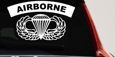 AIRBORNE Banner With Wings Military Car or Truck Window Vinyl Decal Sticker