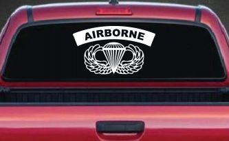 AIRBORNE Banner With Wings Military Car or Truck Window Decal Sticker