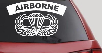 AIRBORNE Banner With Wings Military Car or Truck Window Vinyl Decal Sticker