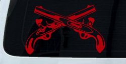 Military Police Cross Pistols Military Car or Truck Window Decal Sticker (Red)
