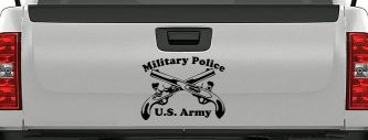 Military Police Cross Pistols With Text Military Car or Truck Window Vinyl Decal Sticker (Black)