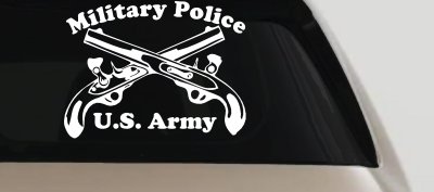Military Police Cross Pistols With Text Military Car or Truck Window Vinyl Decal Sticker