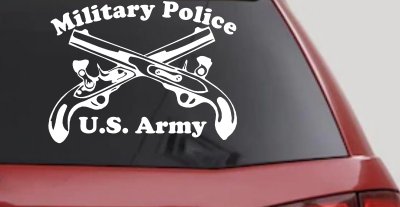 Military Police Cross Pistols With Text Military Car or Truck Window Vinyl Decal Sticker