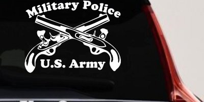 Military Police Cross Pistols With Text Military Car or Truck Window Vinyl Decal Sticker