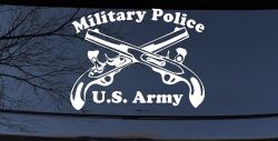 Military Police Cross Pistols With Text Military Car or Truck Window Decal Sticker