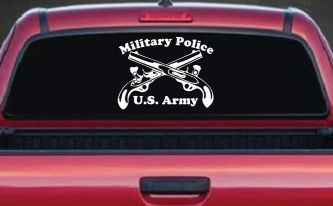 Military Police Cross Pistols With Text Military Car or Truck Window Decal Sticker