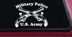 Military Police Cross Pistols With Text Military Car or Truck Window Decal Sticker