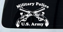 Military Police Cross Pistols With Text Military Car or Truck Window Decal Sticker