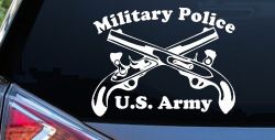 Military Police Cross Pistols With Text Military Car or Truck Window Decal Sticker