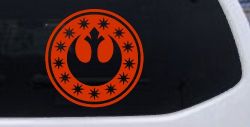 New Republic Emblem Sci Fi Car or Truck Window Decal Sticker (Orange Red)