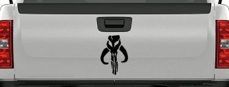 Mandalorian Skull Boba Fett Sci Fi Car or Truck Window Decal Sticker (Black)