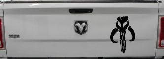 Mandalorian Skull Boba Fett Sci Fi Car or Truck Window Decal Sticker (Black)