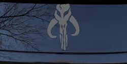 Mandalorian Skull Boba Fett Sci Fi Car or Truck Window Decal Sticker (Silver)