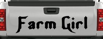 Farm Girl Country Car or Truck Window Decal Sticker (Black)
