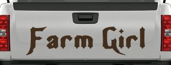 Farm Girl Country Car or Truck Window Decal Sticker (Brown)