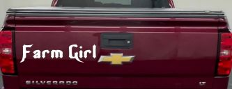 Farm Girl Country Car or Truck Window Decal Sticker (White)