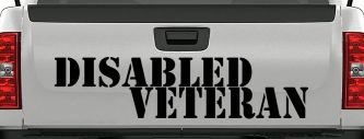 Disabled Veteran Military Car or Truck Window Decal Sticker (Black)