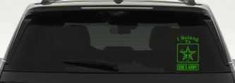 I Belong To Gods Army Christian Car or Truck Window Decal Sticker (Lime)