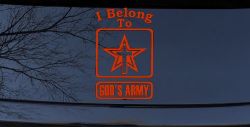 I Belong To Gods Army Christian Car or Truck Window Decal Sticker (Orange Red)