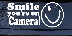 Smile You're On Camera Store Window Lettering Car or Truck Window Decal Sticker