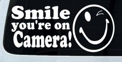 Smile You're On Camera Store Window Lettering Car or Truck Window Decal Sticker