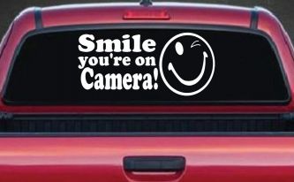 Smile You're On Camera Store Window Lettering Car or Truck Window Decal Sticker
