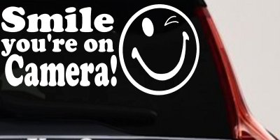 Smile You're On Camera Store Window Lettering Car or Truck Window Vinyl Decal Sticker