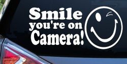 Smile You're On Camera Store Window Lettering Car or Truck Window Decal Sticker