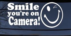 Smile You're On Camera Store Window Lettering Car or Truck Window Decal Sticker