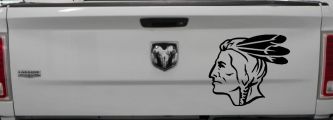 Native American Indian Head Western Car or Truck Window Decal Sticker (Black)