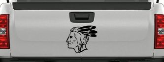 Native American Indian Head Western Car or Truck Window Decal Sticker (Black)