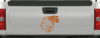 Native American Indian Head Western Car or Truck Window Vinyl Decal Sticker (Nut Brown)