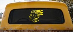 Native American Indian Head Western Car or Truck Window Decal Sticker (Yellow)