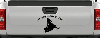 In Memory Of Snowmobile Moto Sports Car or Truck Window Decal Sticker (Black)