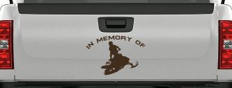 In Memory Of Snowmobile Moto Sports Car or Truck Window Decal Sticker (Brown)